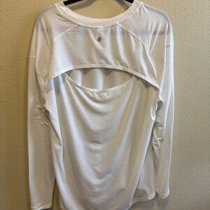Zella White Long Sleeve Open-Back Athletic Top – Size L